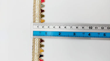 Sequin Fringe Trim, Multicoloured Tissue Fabric Sequin Border, Beige Shimmer Lace Trim